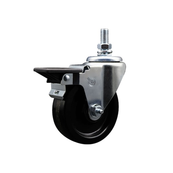 4 Inch Phenolic 10 MM Threaded Stem Caster with Brake